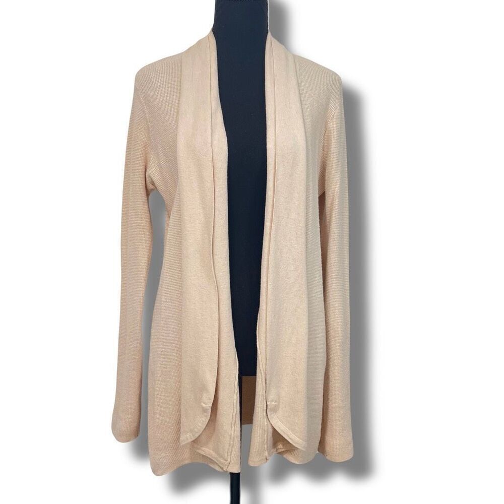 Cyrus Open Front Waterfall Cardigan Woman’s Medium Peach